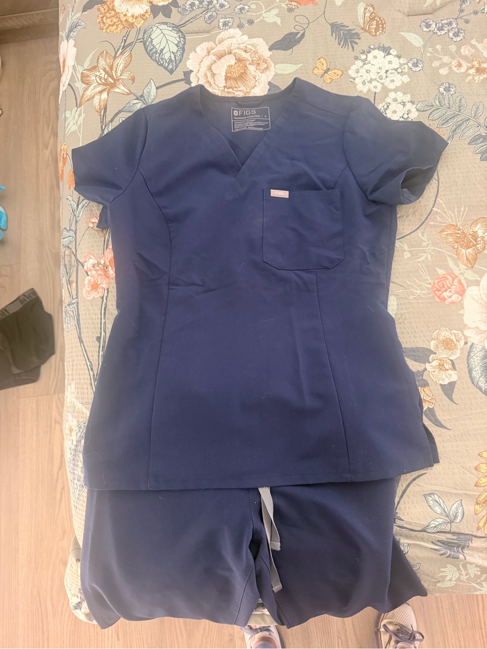 Figs Technical Collection Scrub Top in Navy Blue